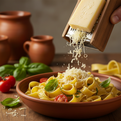 Graviera über Pasta gerieben