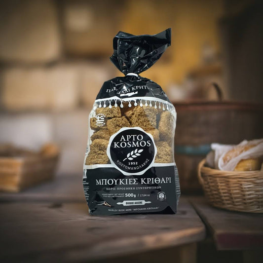 Kretische Zwieback-Häppchen aus Gerste – traditionelle Snacks aus Kreta